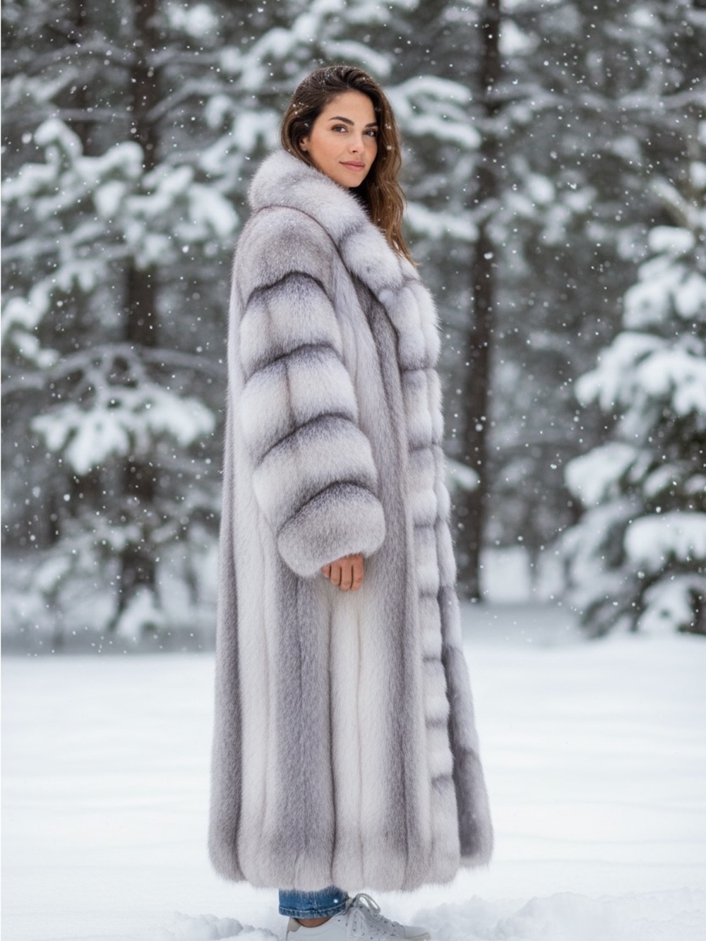 Luxurious Frosted Platinum Fox Fur Coat